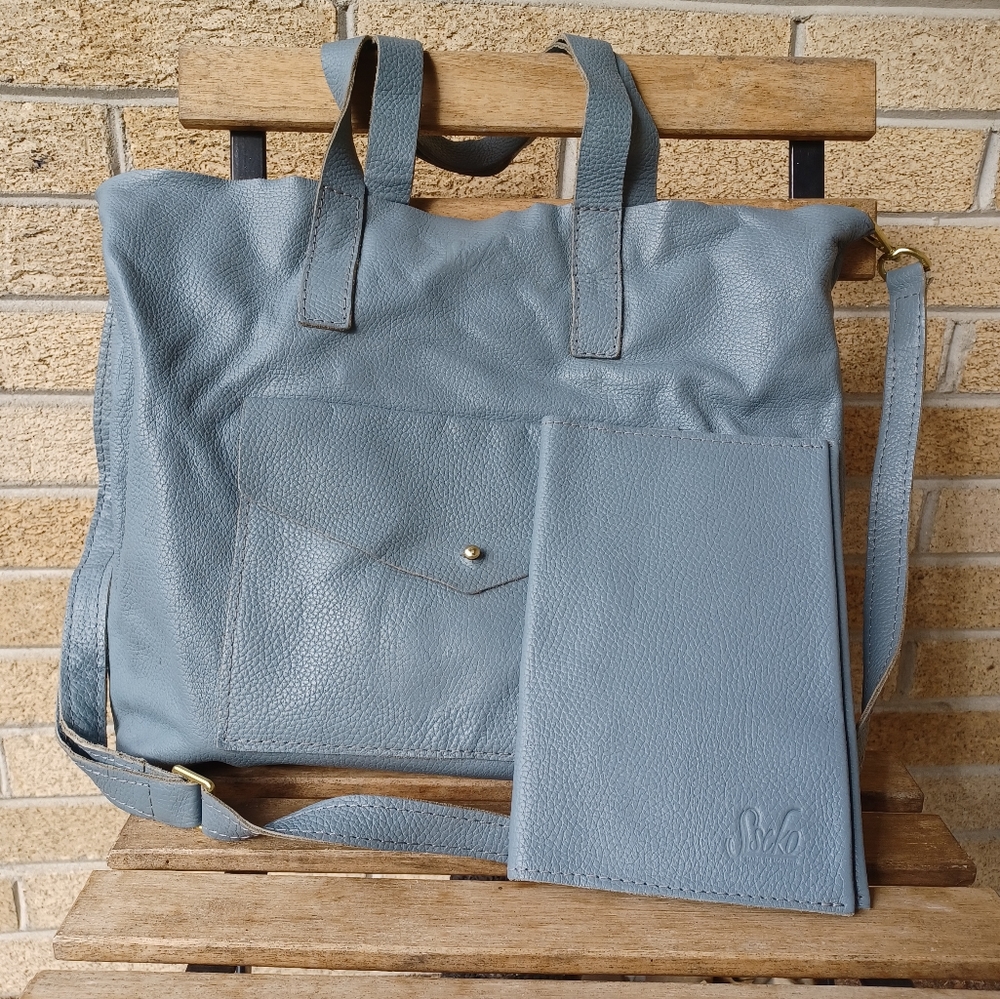 Sseko shopper tote and journal sleeve in blue